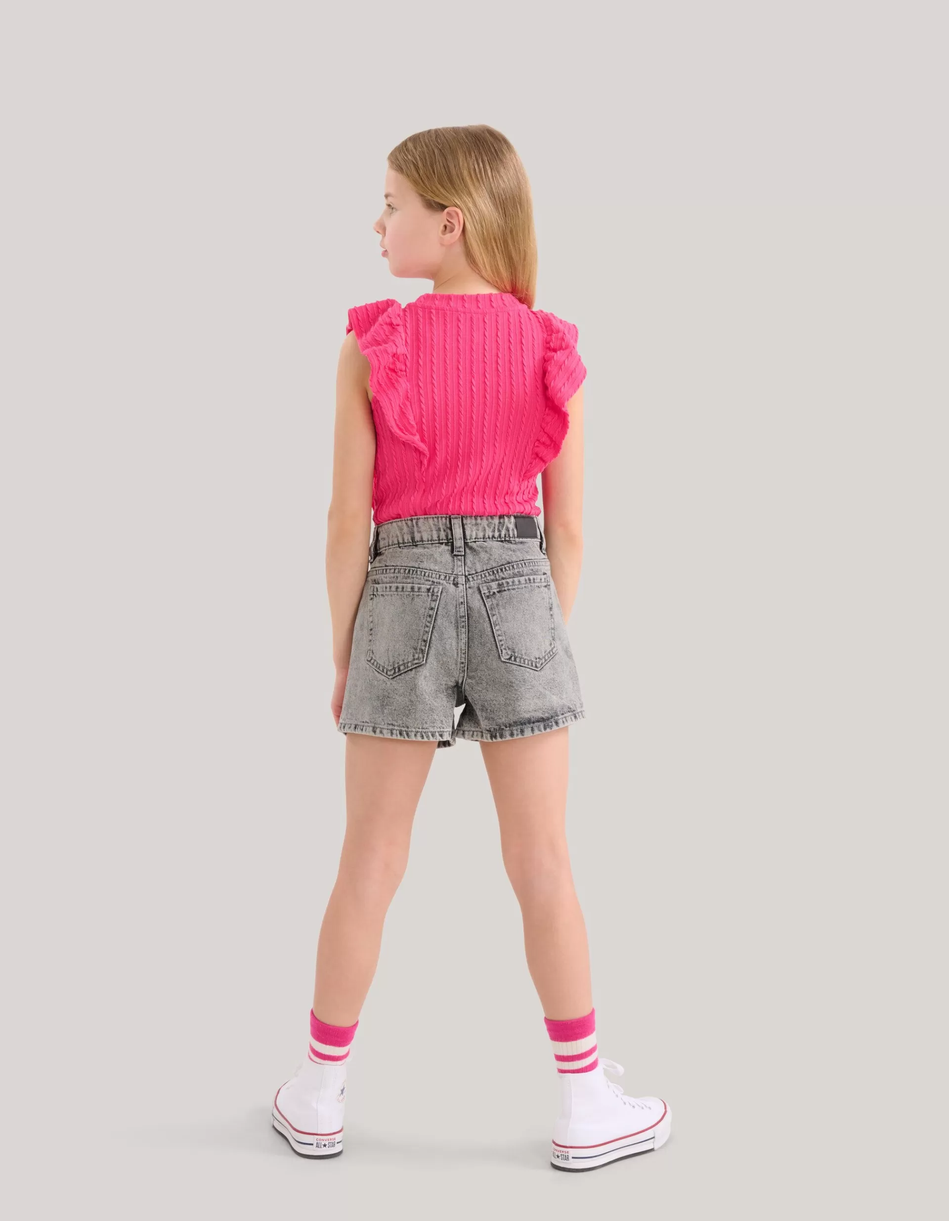 Ruffle Rib Top Roze>Shoeby Sale