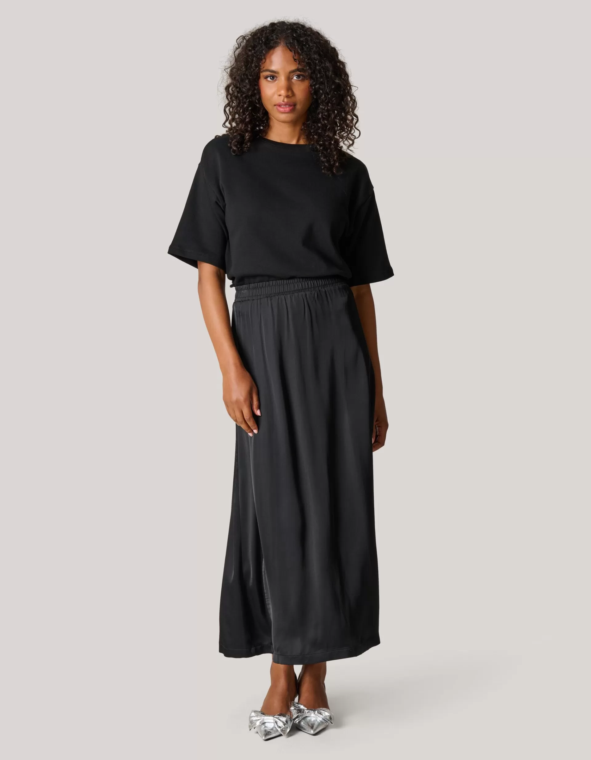 Satijnen Maxi Rok Zwart>Shoeby Shop