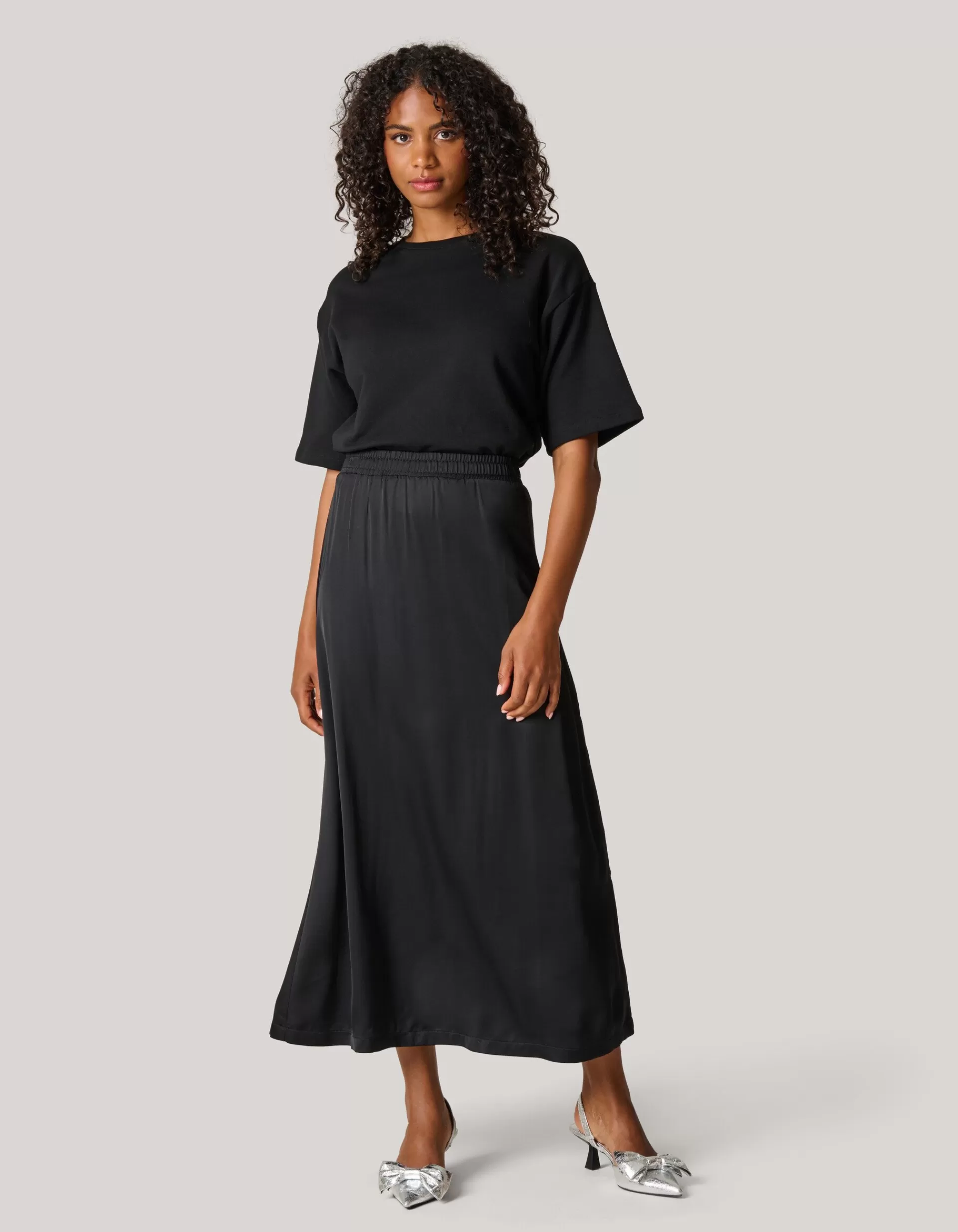 Satijnen Maxi Rok Zwart>Shoeby Shop