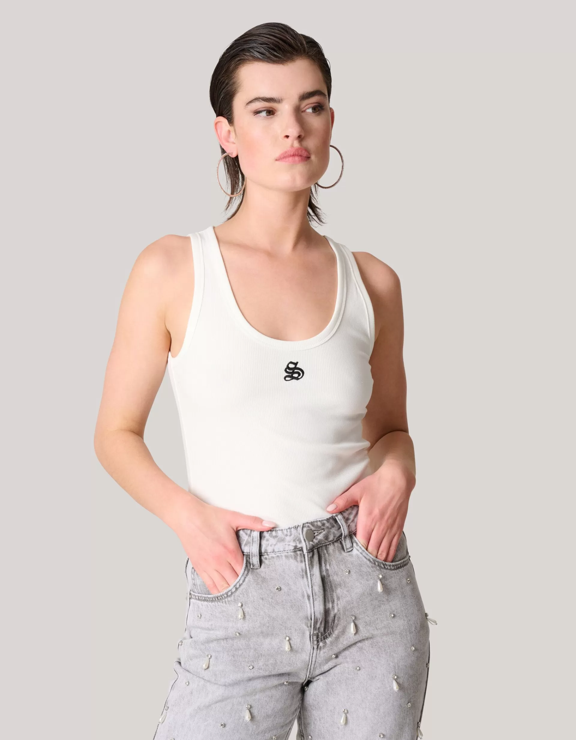 Logo Tanktop Wit>Shoeby Discount