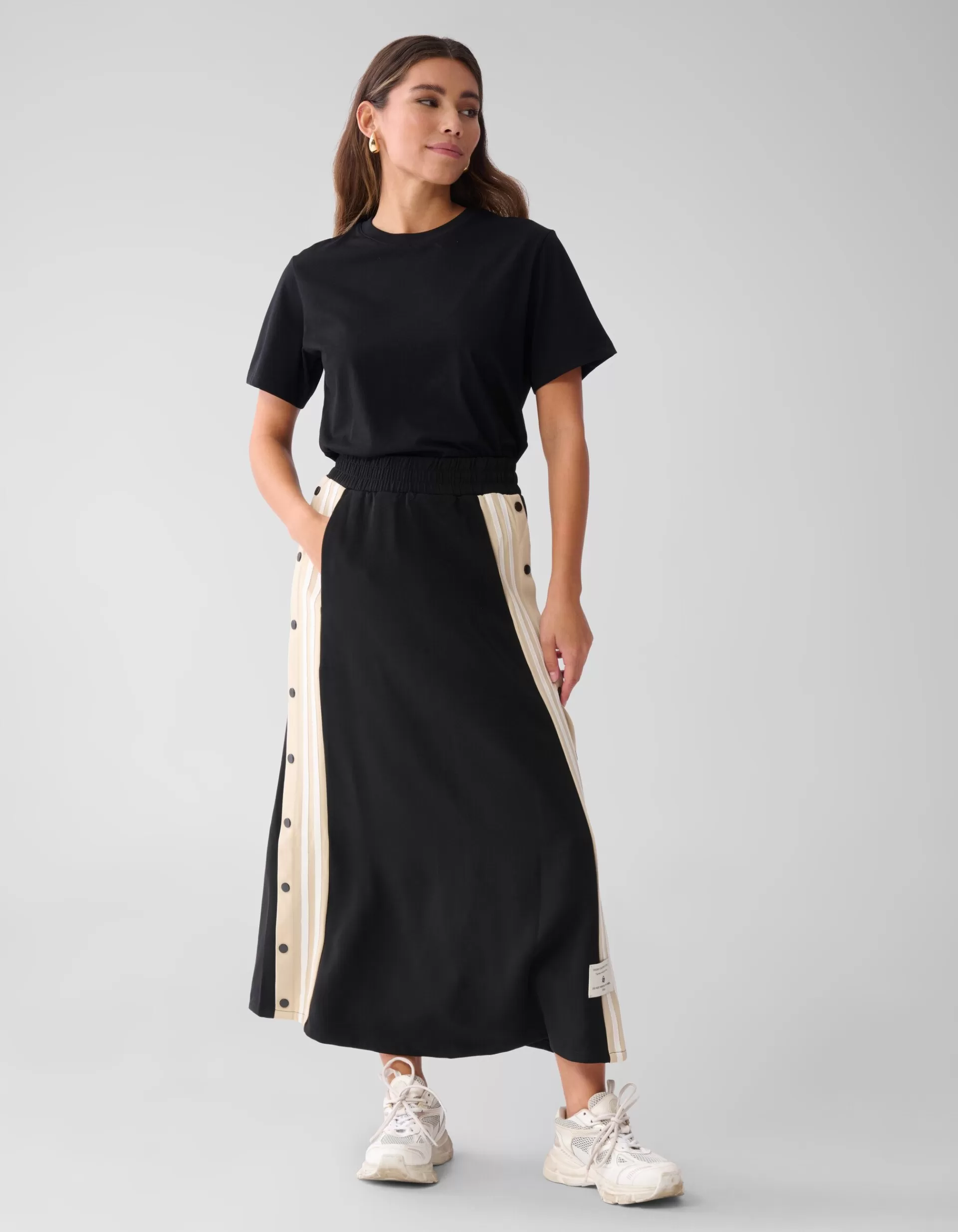 Sporty Button Maxi Rok Zwart>Shoeby Flash Sale