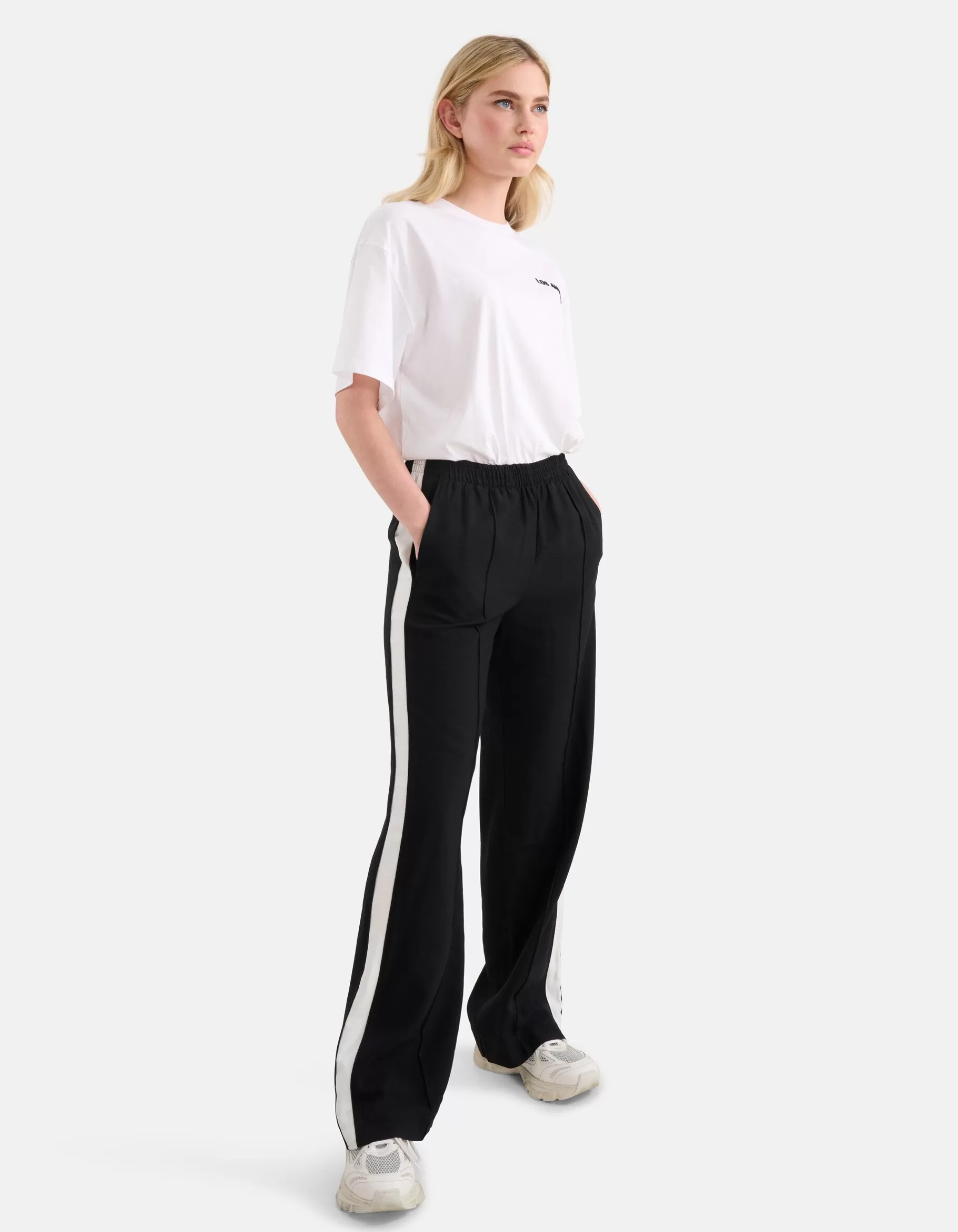 Sporty Wide Leg Broek Zwart>Shoeby Hot