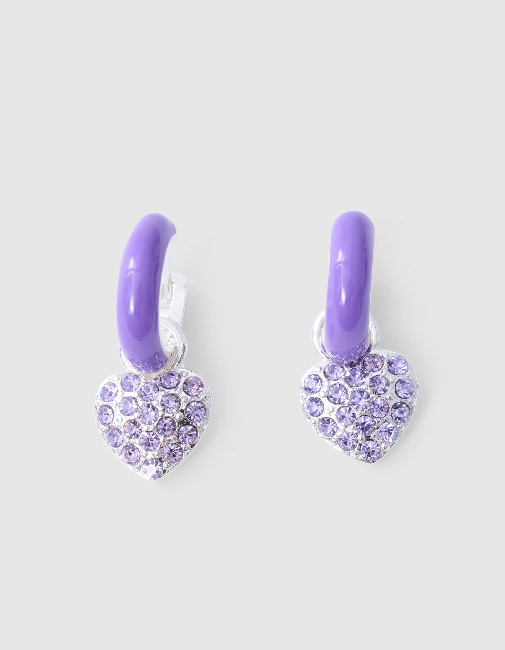 Strass Heart Oorbellen paars>Shoeby Discount