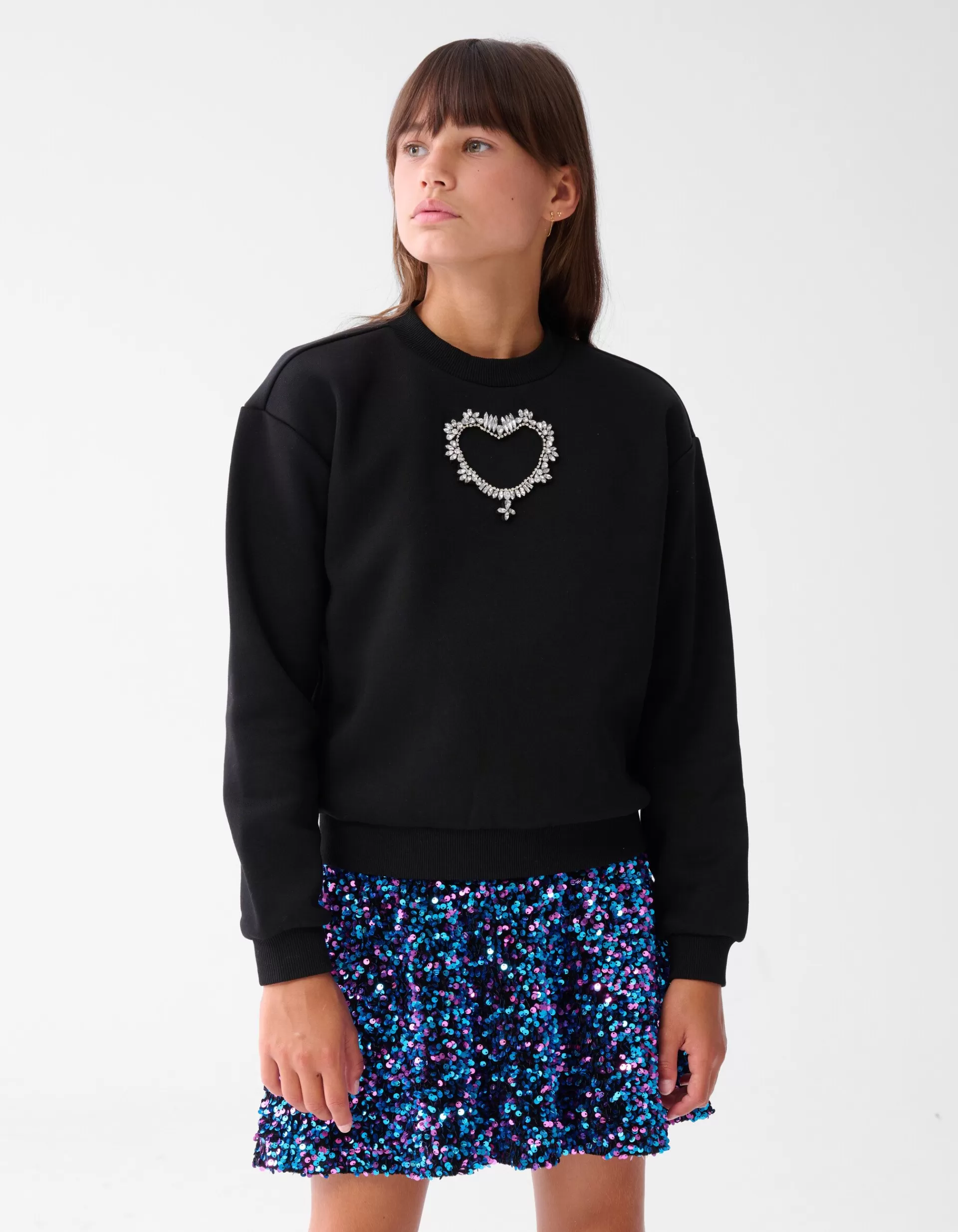 Strass Heart Sweater Zwart>Shoeby Cheap