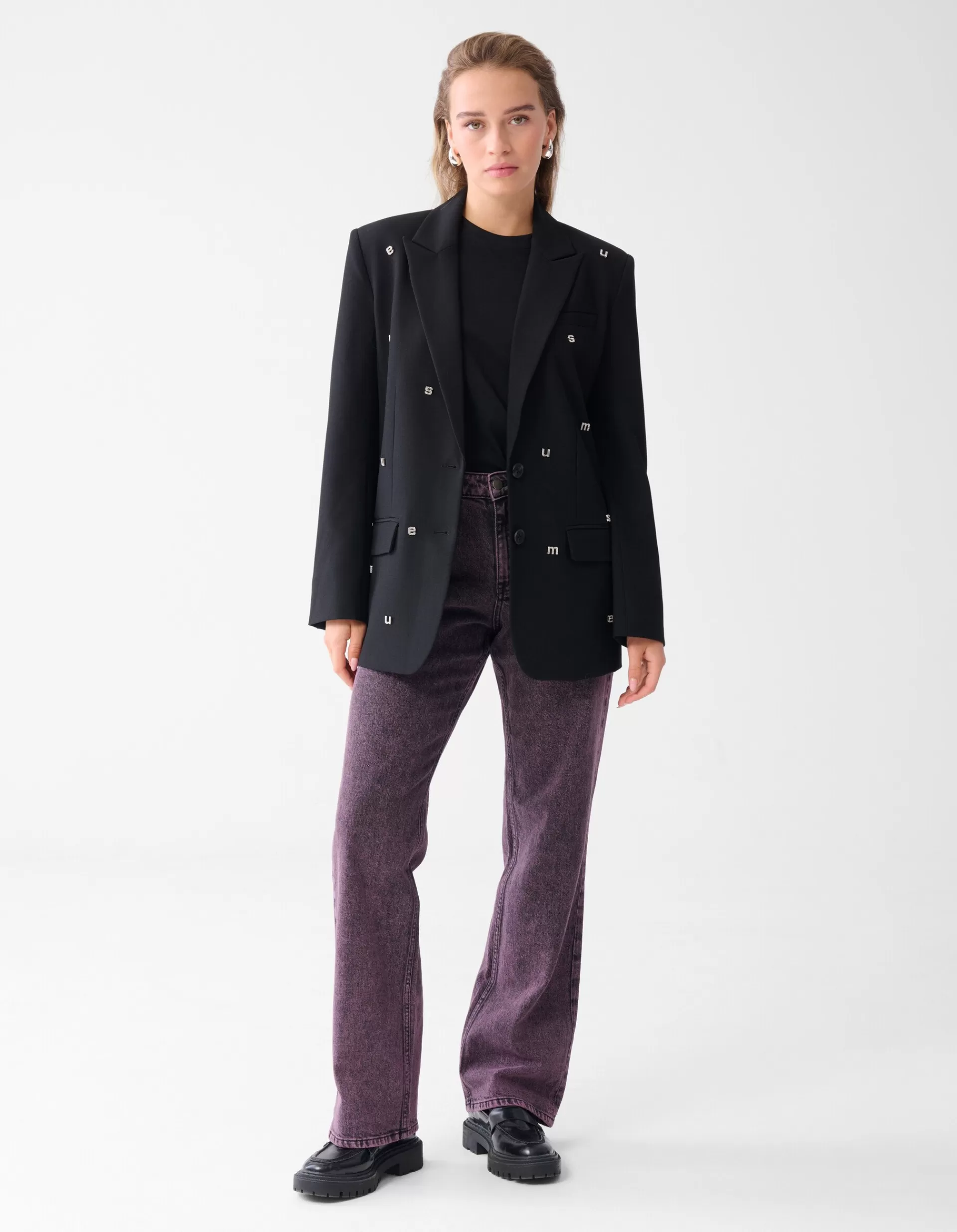 Strass Letter Blazer Zwart>Shoeby Discount