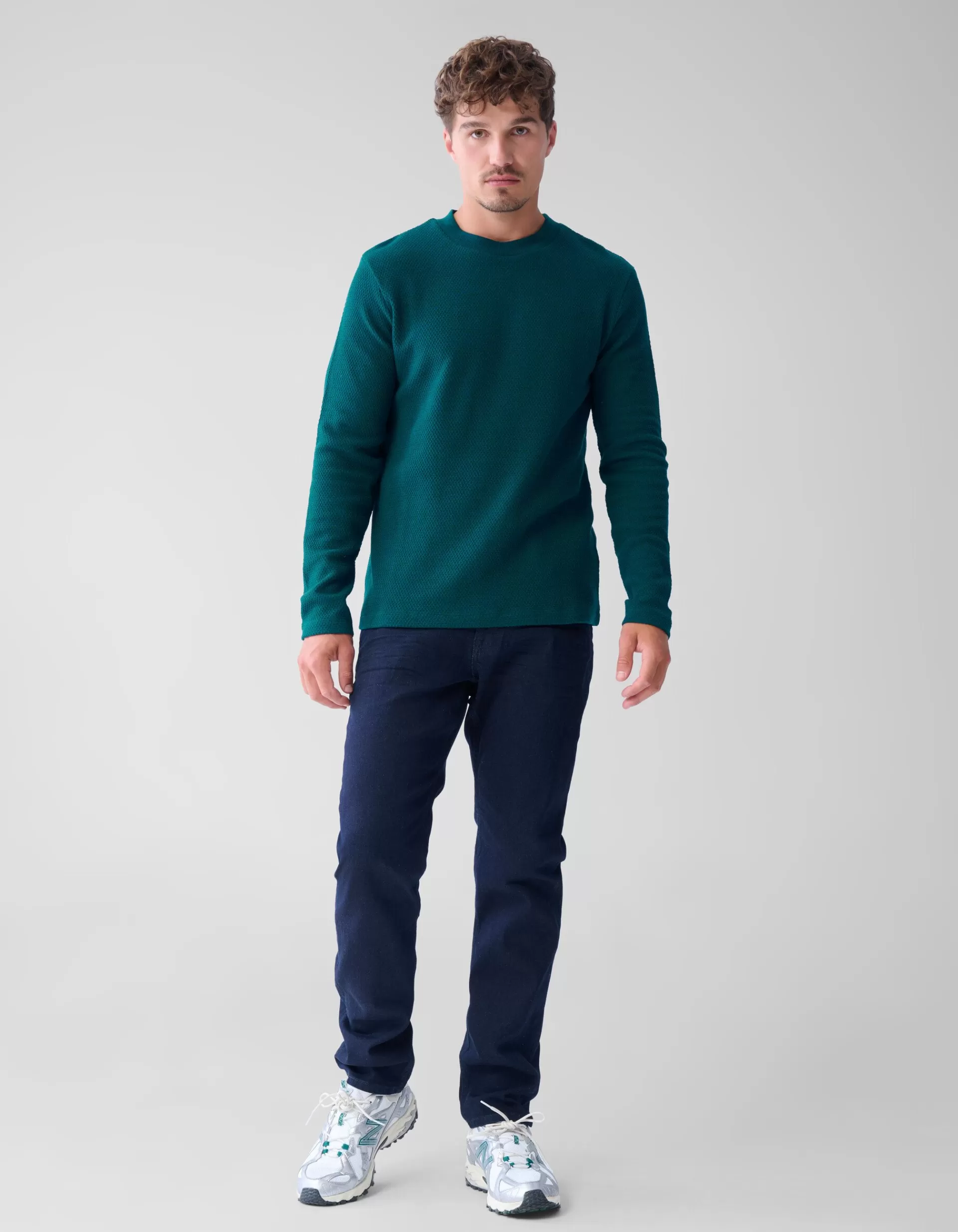 Structuur Jersey Longsleeve Donkergroen>Shoeby Shop