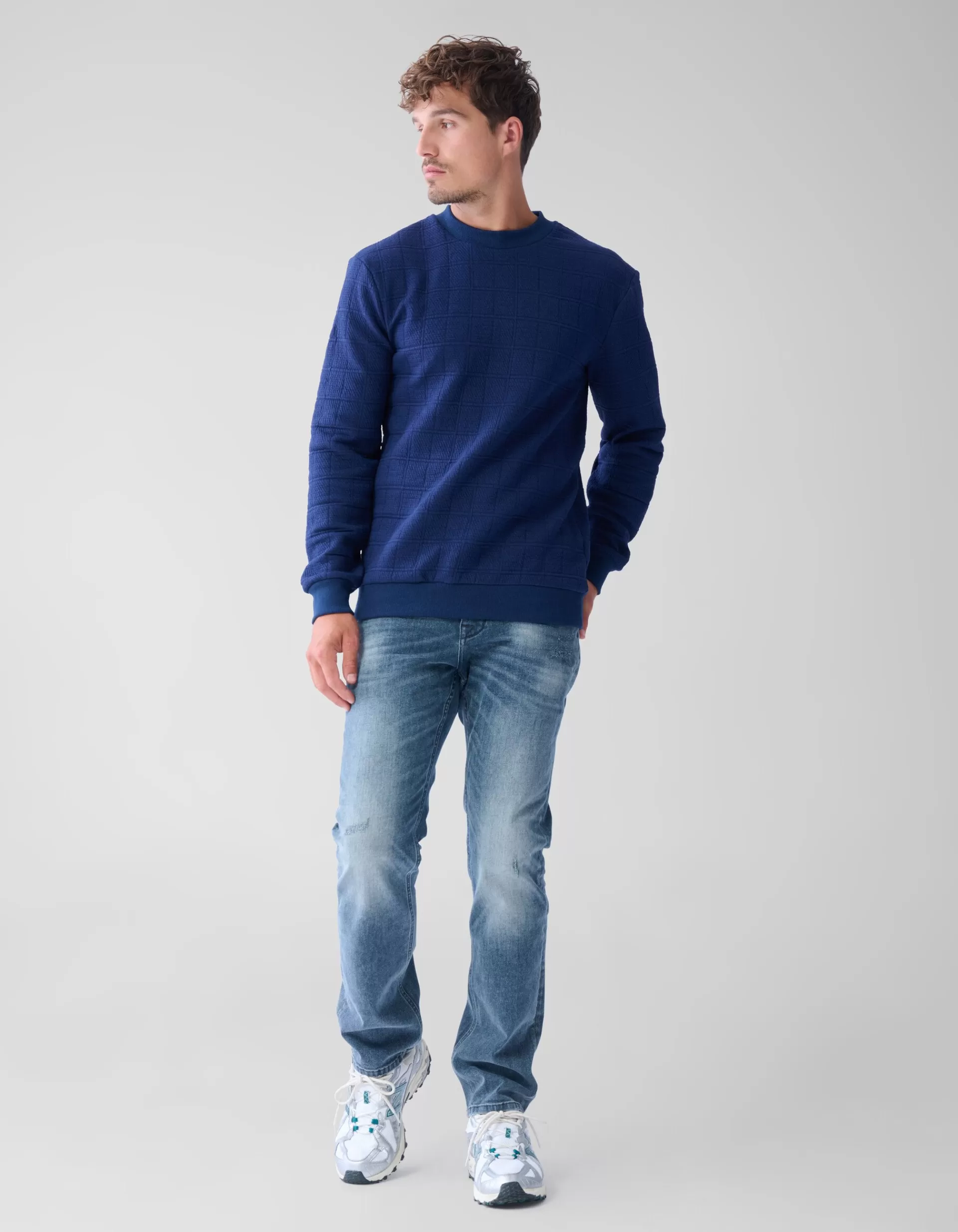 Structuur Sweater Donkerblauw>Shoeby Best