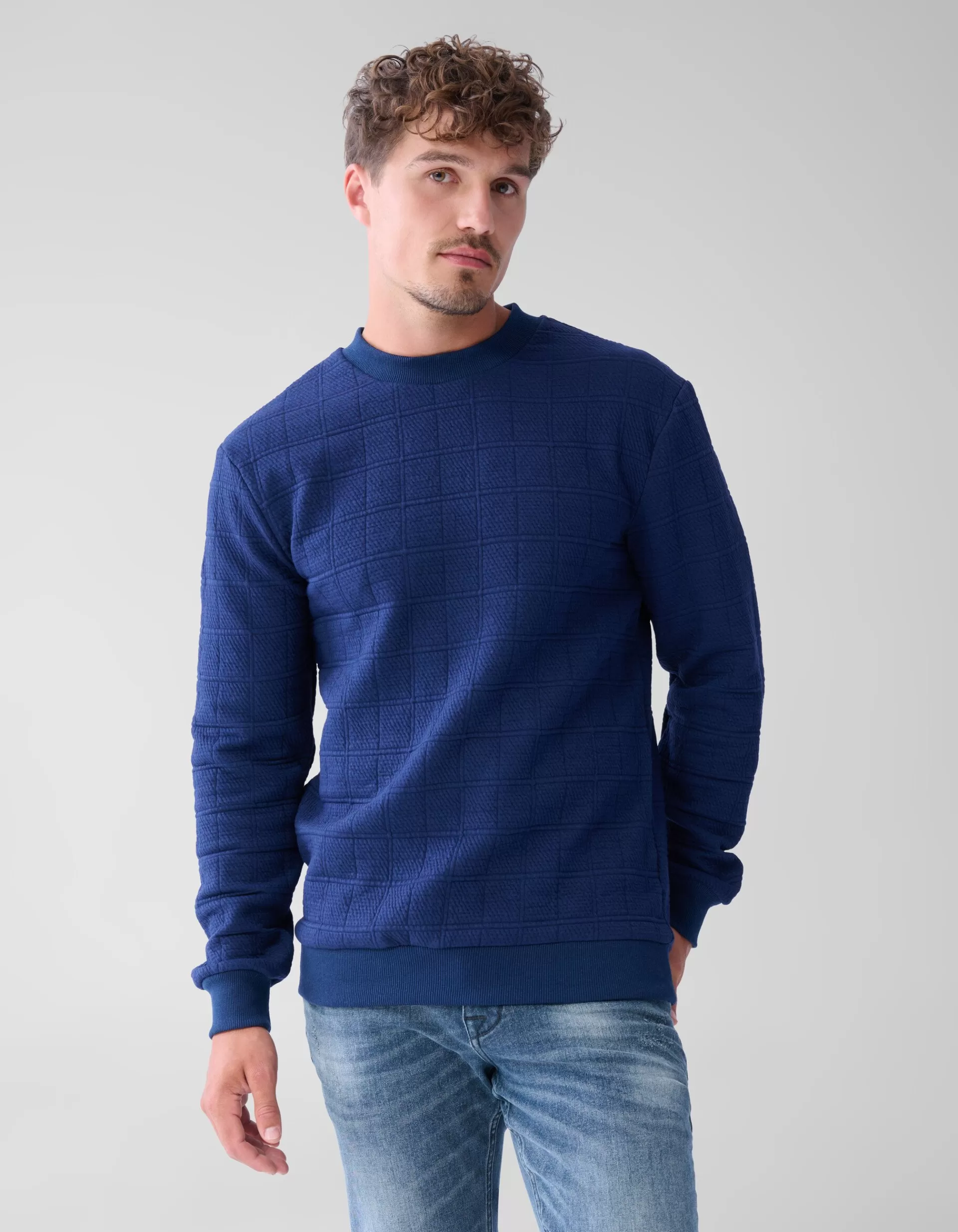 Structuur Sweater Donkerblauw>Shoeby Best