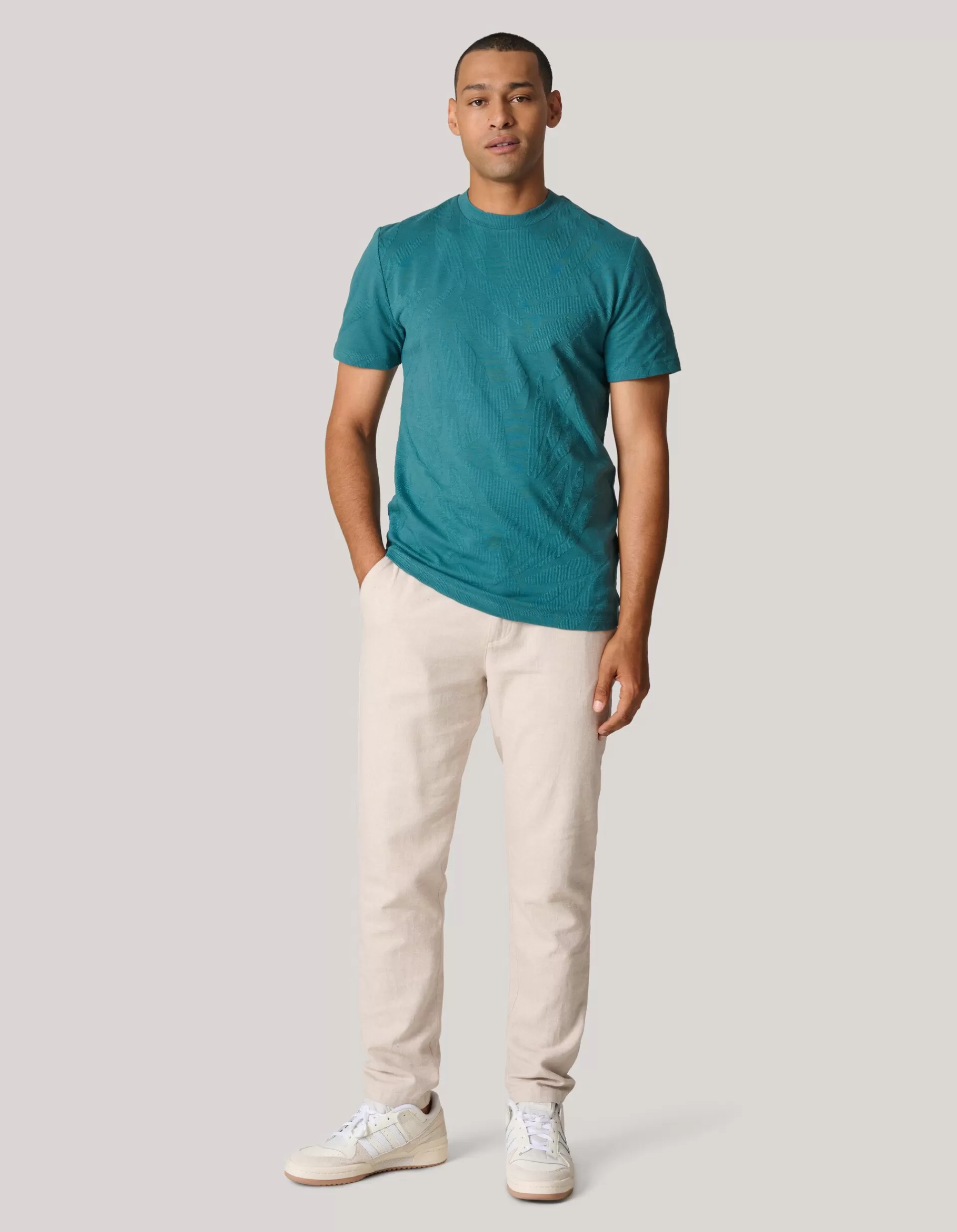 Structuur T-shirt Donker Turquoise>Shoeby Hot