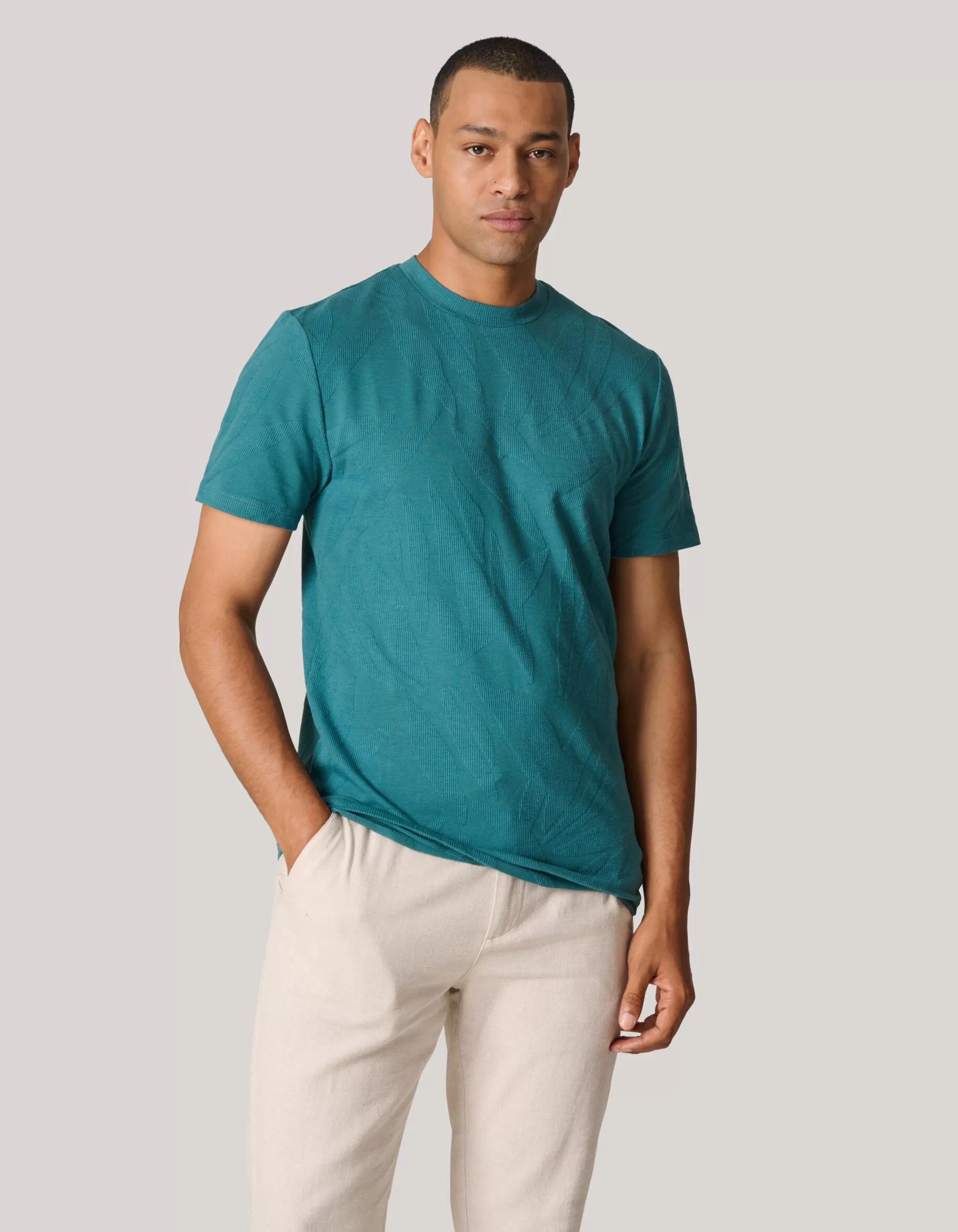 Structuur T-shirt Donker Turquoise>Shoeby Hot