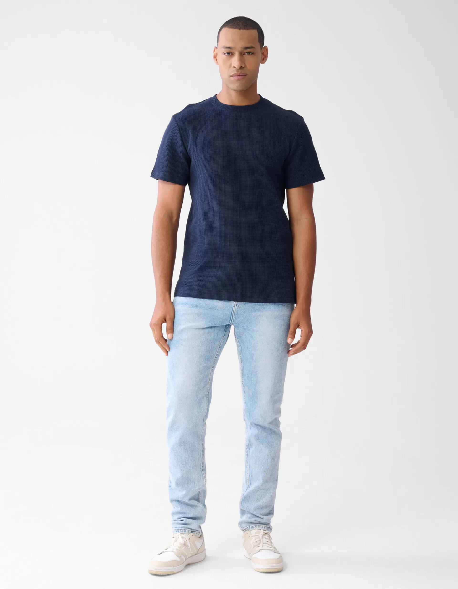 Structuur T-shirt Donkerblauw>Shoeby Fashion