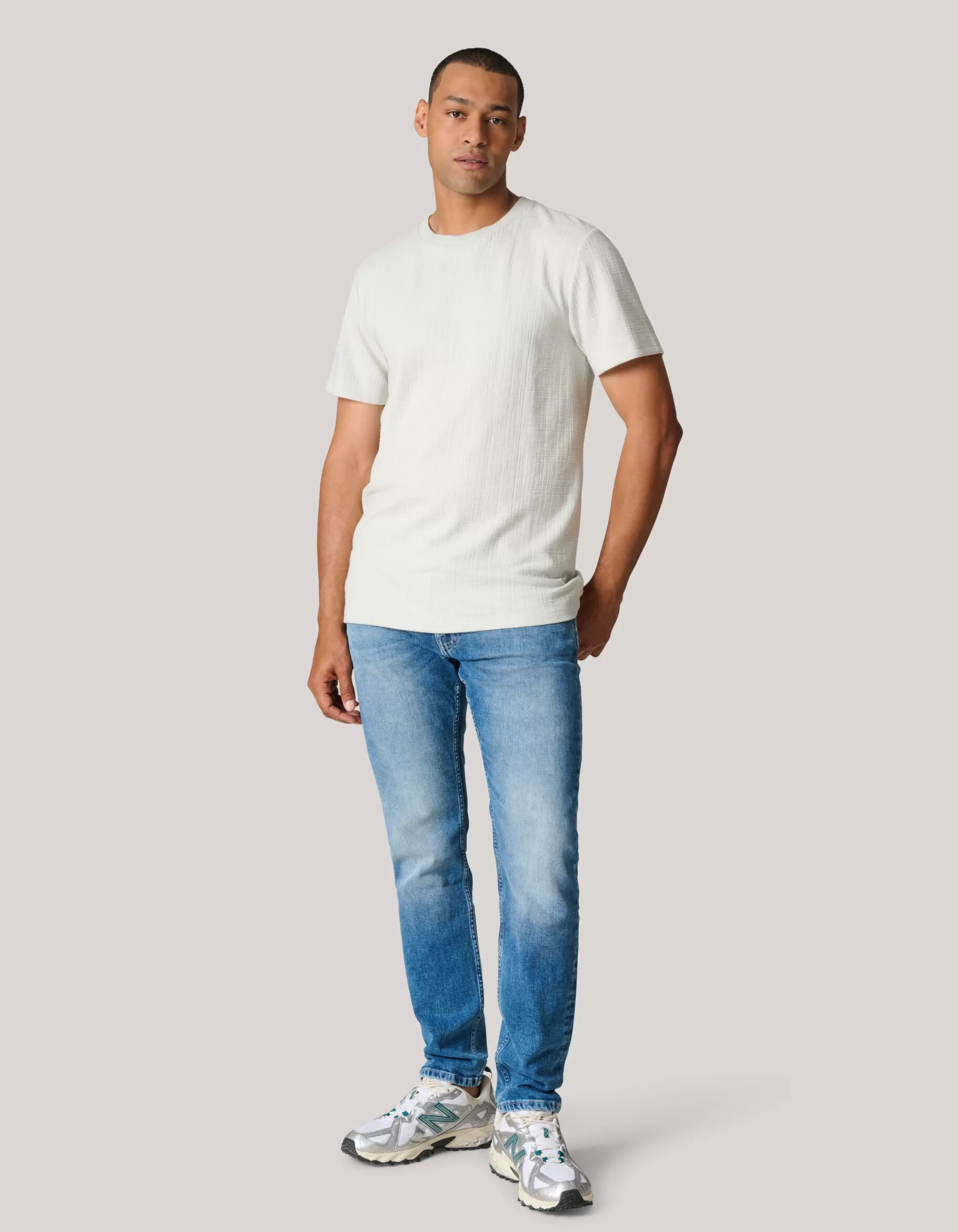 Structuur T-shirt Lichtgrijs>Shoeby Sale