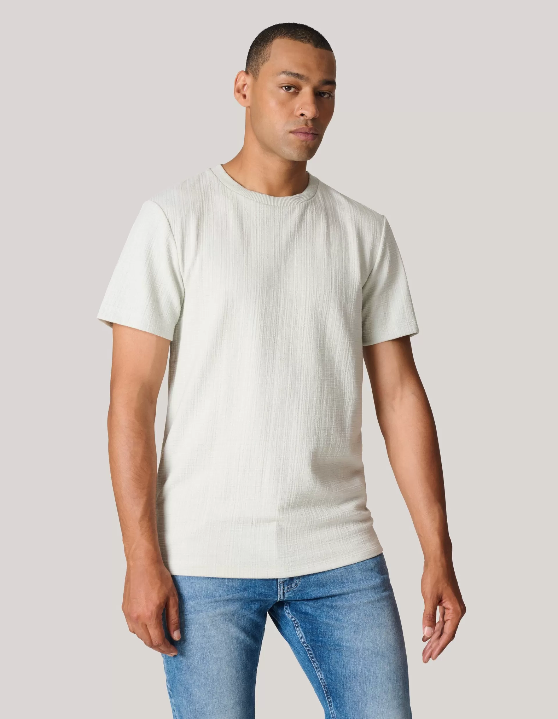 Structuur T-shirt Lichtgrijs>Shoeby Sale