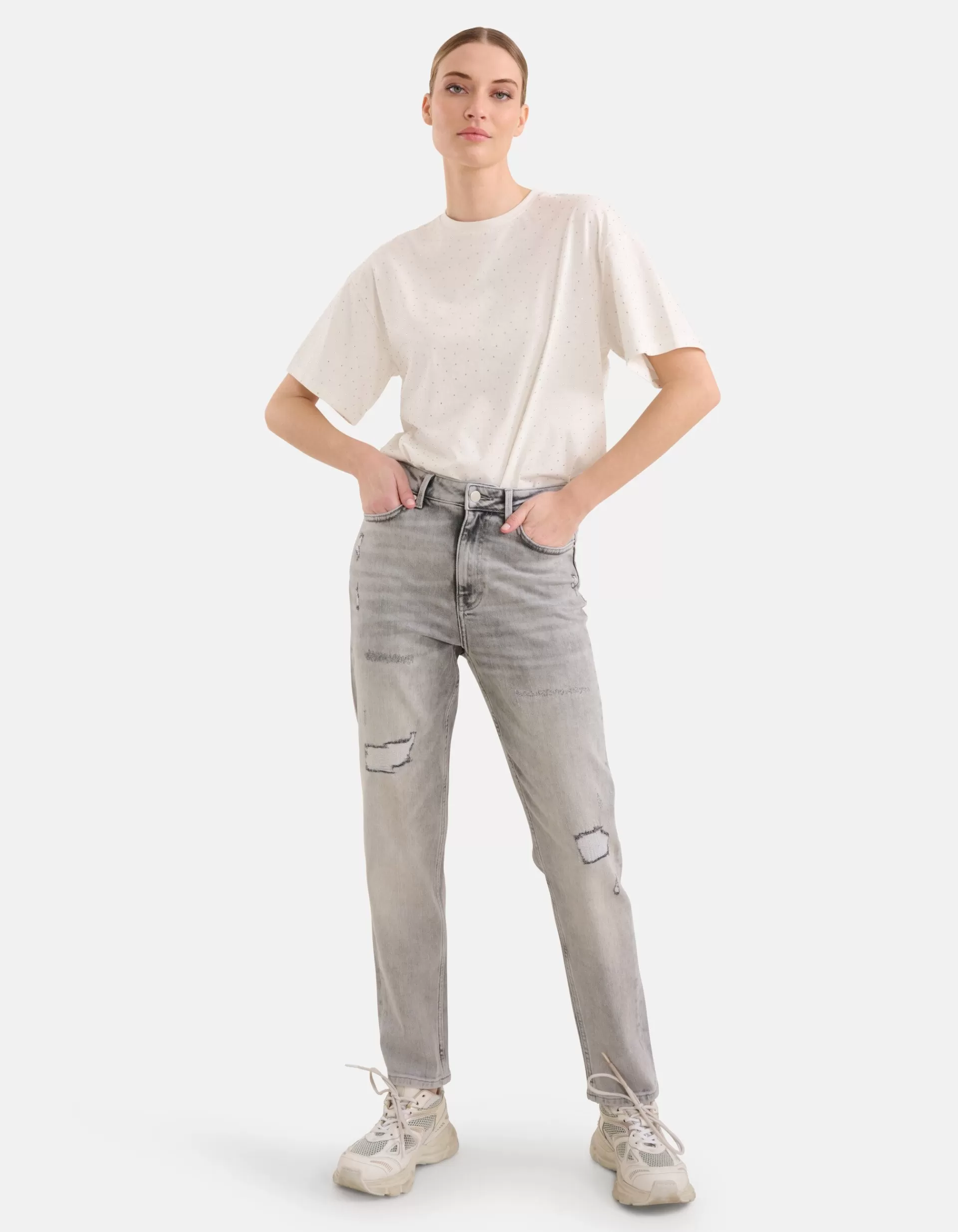 Tapered Fit Jeans Lichtgrijs>Shoeby Sale