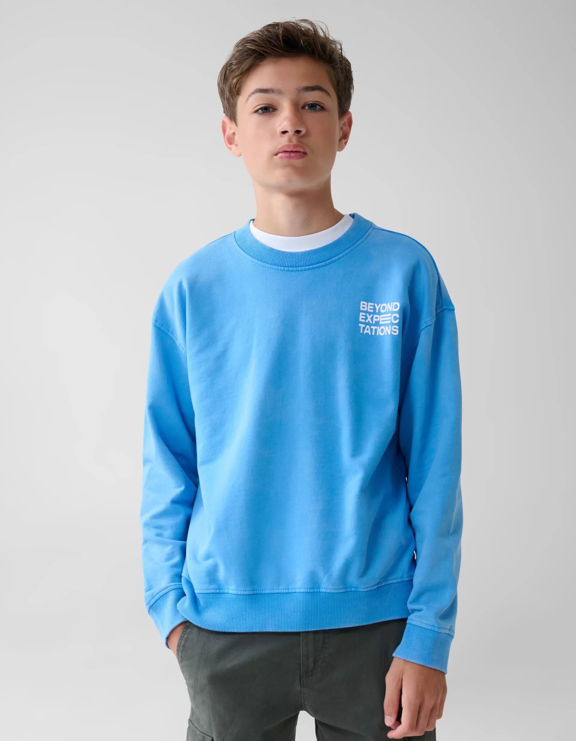 Washed Artwork Sweater Blauw>Shoeby Online