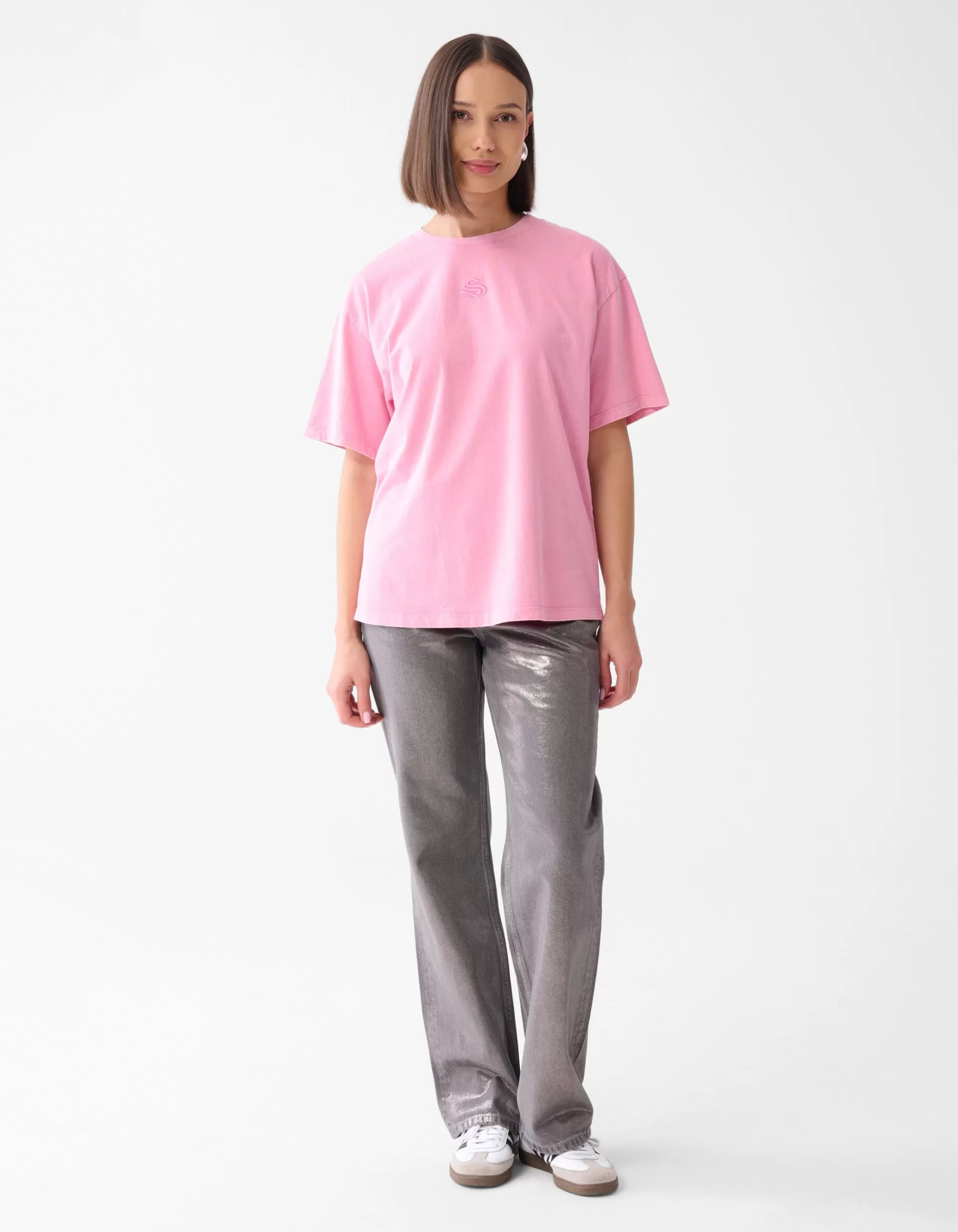 Washed Logo T-shirt Roze>Shoeby Hot