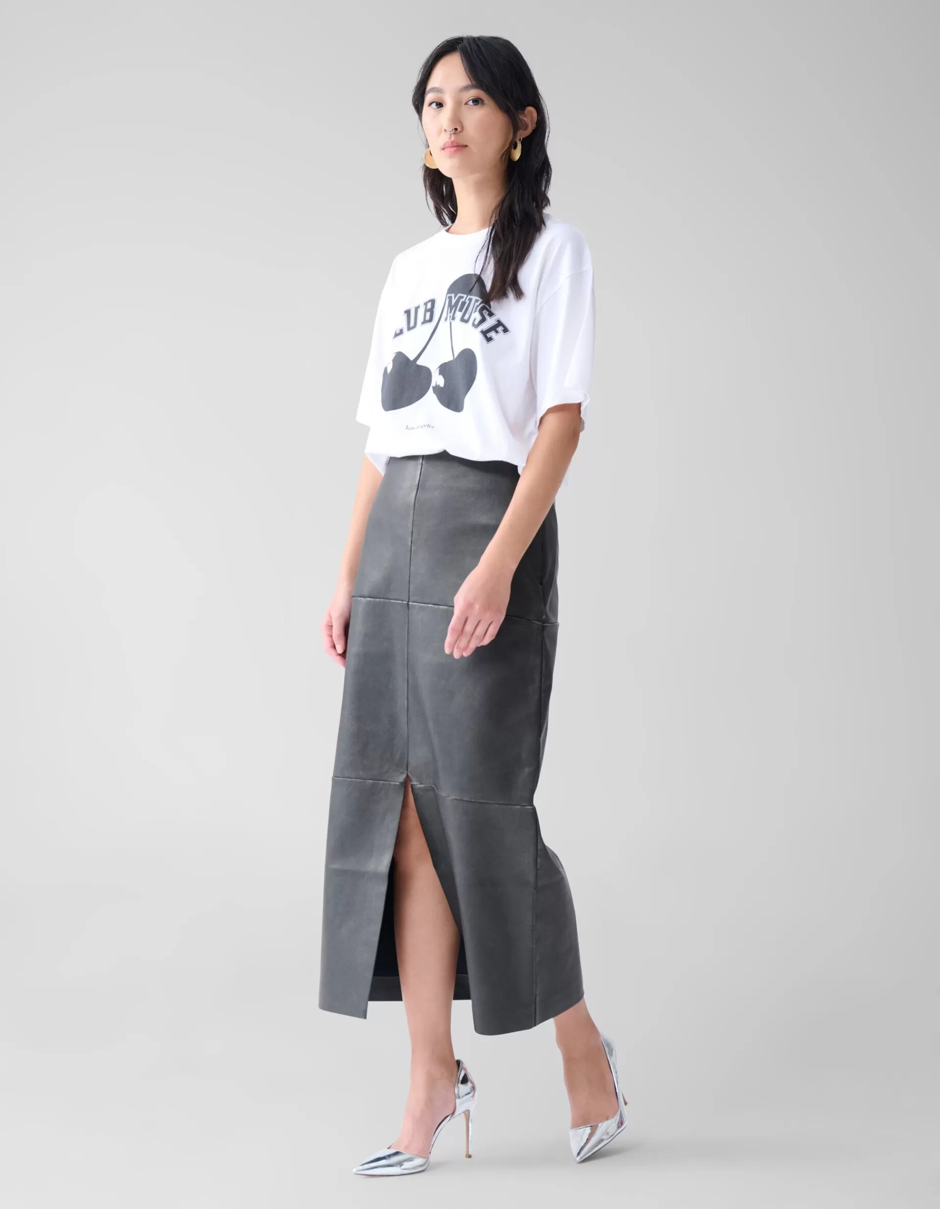 Washed Midi Rok Donkergrijs>Shoeby Shop